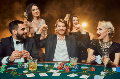 Group playing poker